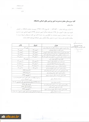 تقویم اجرایی دوره مهارت آموزی سال 96