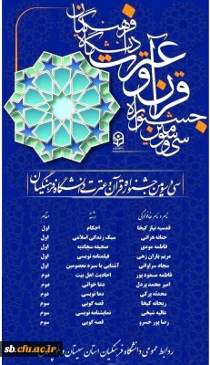 امتیاز بندی  مرحله کشوری سی و سومین جشنواره قرآن و عترت دانشگاه فرهنگیان مشخص شد.

دانشگاه فرهنگیان استان سیستان و بلوچستان در جایگاه  هفتم کشور قرار گرفت.